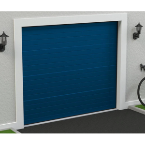 Porte de garage sectionnelle motorisée bleu marine